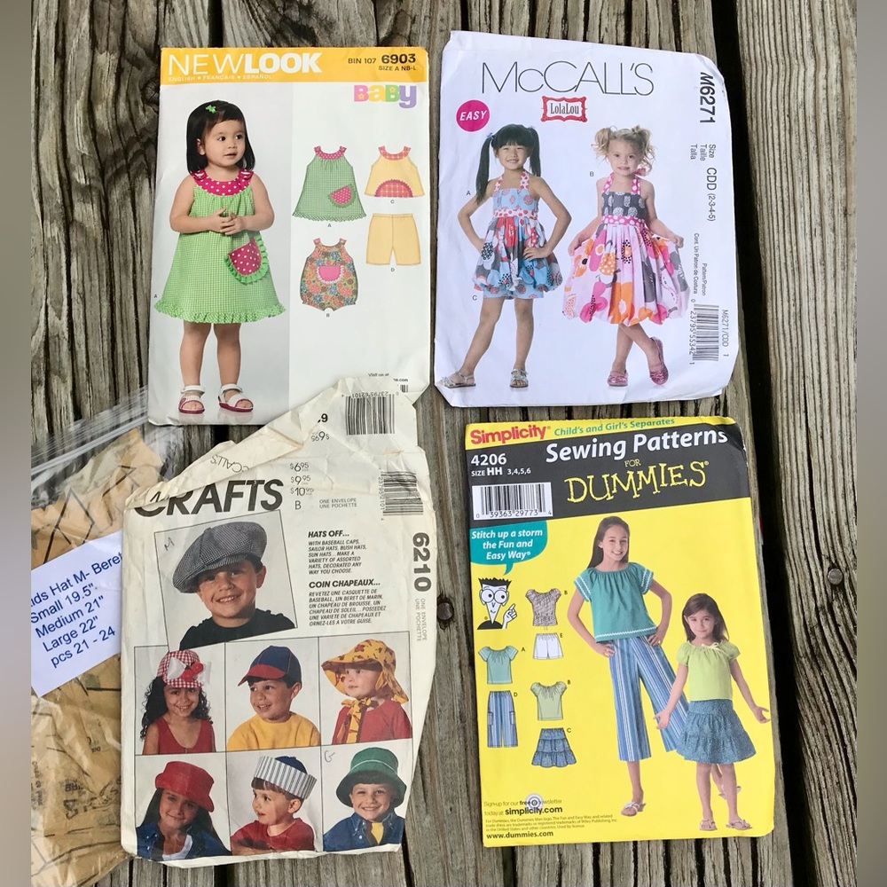 Lot Cut Uncut MCCALLS SIMPLICITY NEW LOOK Kid Clothing Hats DIY Sewing Patterns